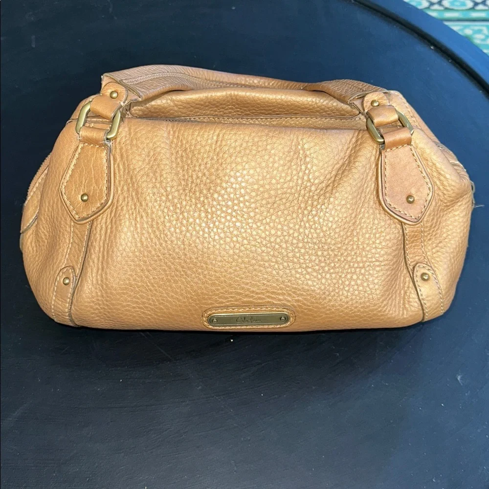 COLE HAAN Village Satchel Metallic Gold/Bronze Pebbled Leather MSRP: $350 - EUC - Picture 3 of 10
